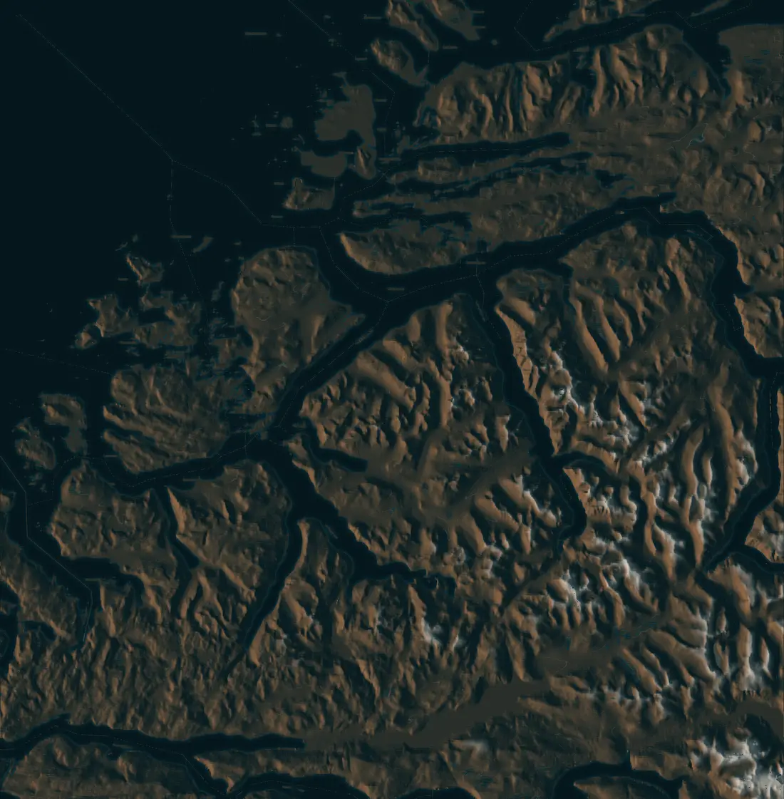 Relief map of Sunnmøre and Nordfjord with all our properties